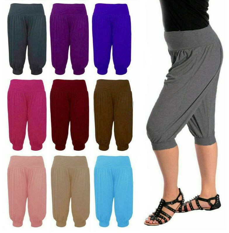 Women 3/4 Hareem Loose Baggy Trousers Pants Ladies Crop Shorts Leggings 2