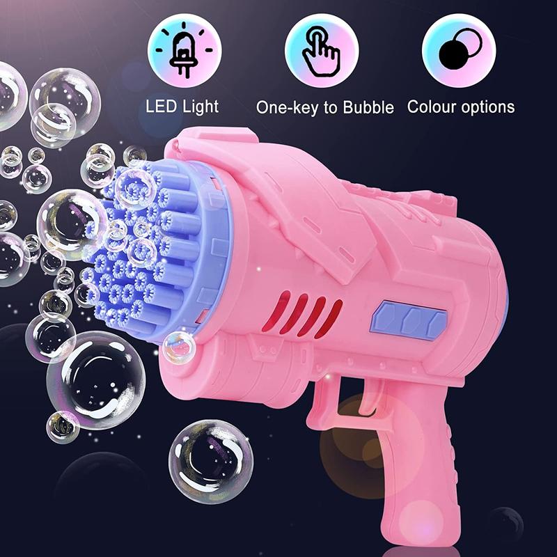 BM-2P and BM-2B 40 Holes Bubble Machine  Pink Bubble with Lights/Bubble Solution for Adults Kids Summer Toy Gift for Outdoor Indoor Birthday Party 5