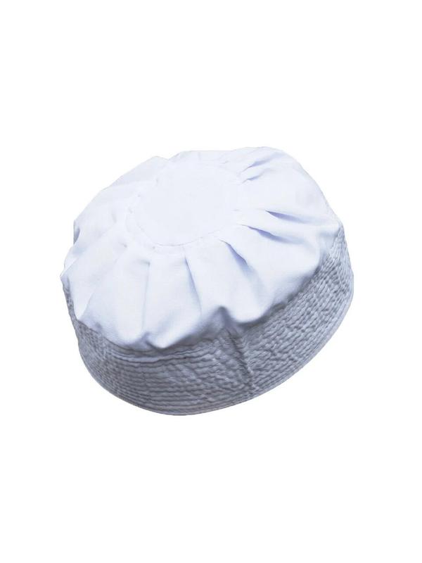 Muslim Prayer Hat Black White Pleated-top Fabric Islamic Peci Prayer Cap Kufi UK 2