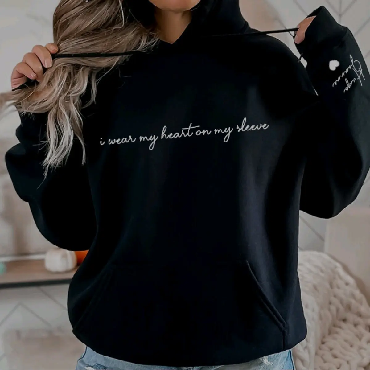 Hoodie - I wear my heart on my sleeve personalised