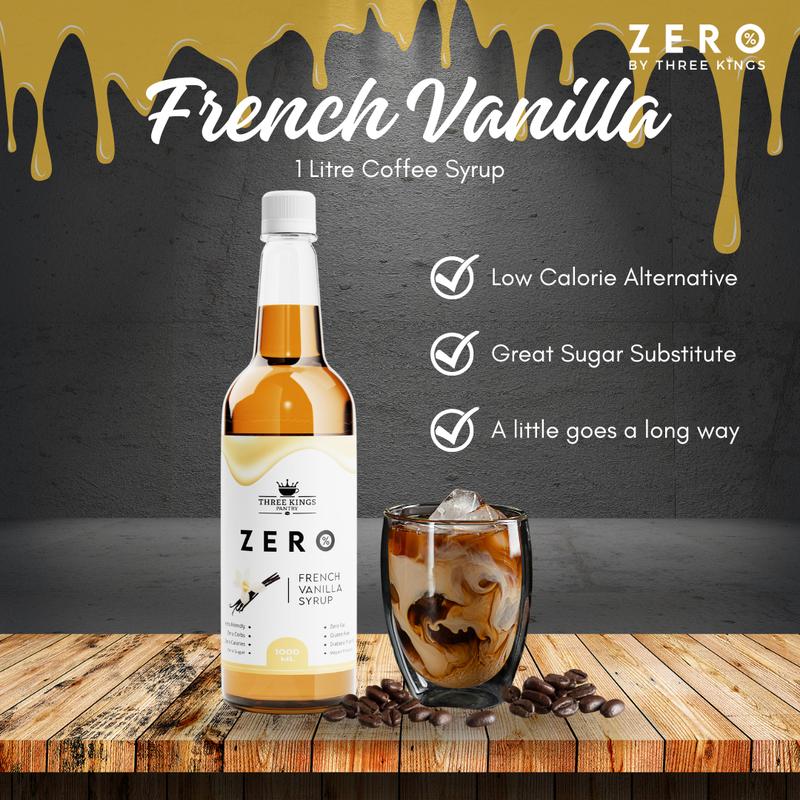 Three Kings Pantry – Zero Calorie – 1 Litre Bottle French Vanilla Syrup Sugar Free Bottle 1