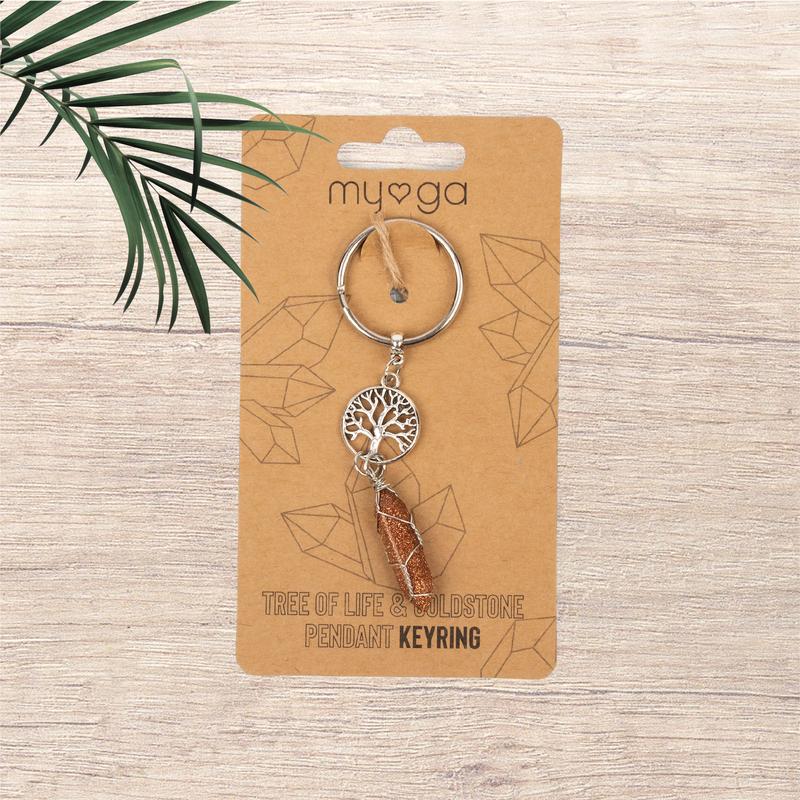 Myga Crystal Keyrings - Handmade Spiritual Keychain with Natural Crystal for Men & Women - Choice of Design 3
