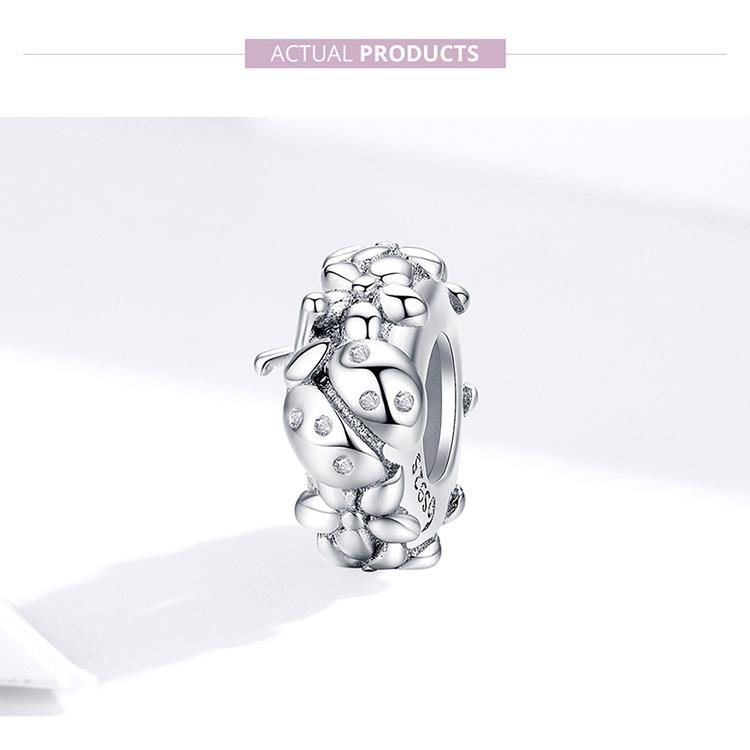 Genuine 925 Sterling Silver Ladybird & Flowers Spacer Charm Bead - Pandora Bracelet Compatible - Birthday Anniversary Elegant 2