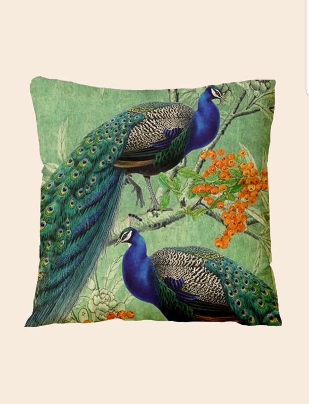 Colorful Peacock Feather Cushion Cover For Sofa, Couch, Bedroom45x45 CM 5