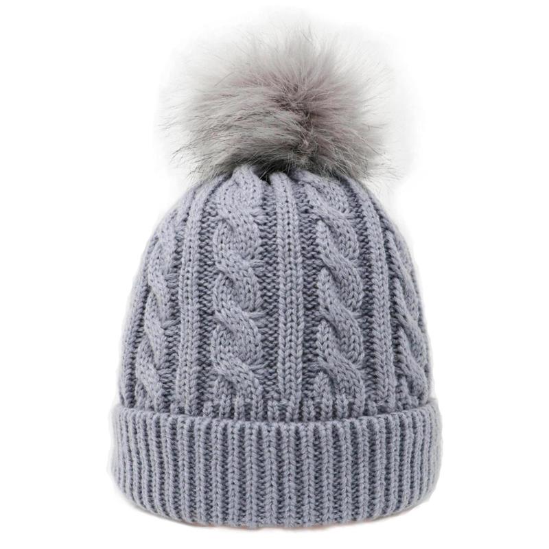 Kids Cable Knitted Pom Hat Winter 8