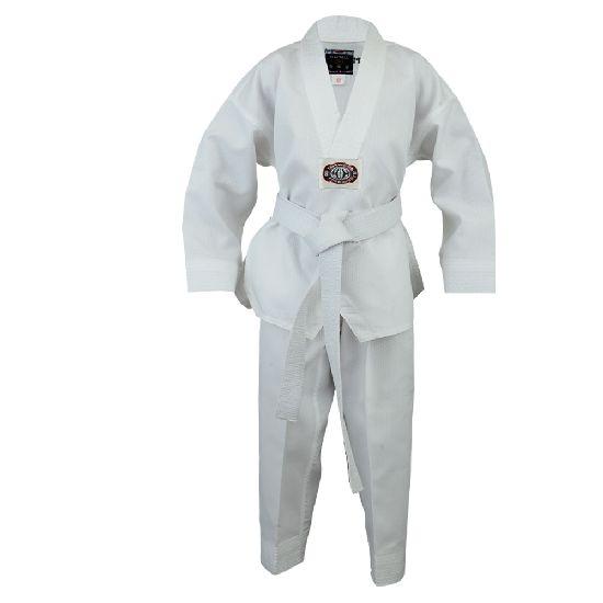 Product Introduction of KOREAN ULTIMATE TAEKWONDO UNIFORM: PLAIN BACK: WHITE V-NECK 3