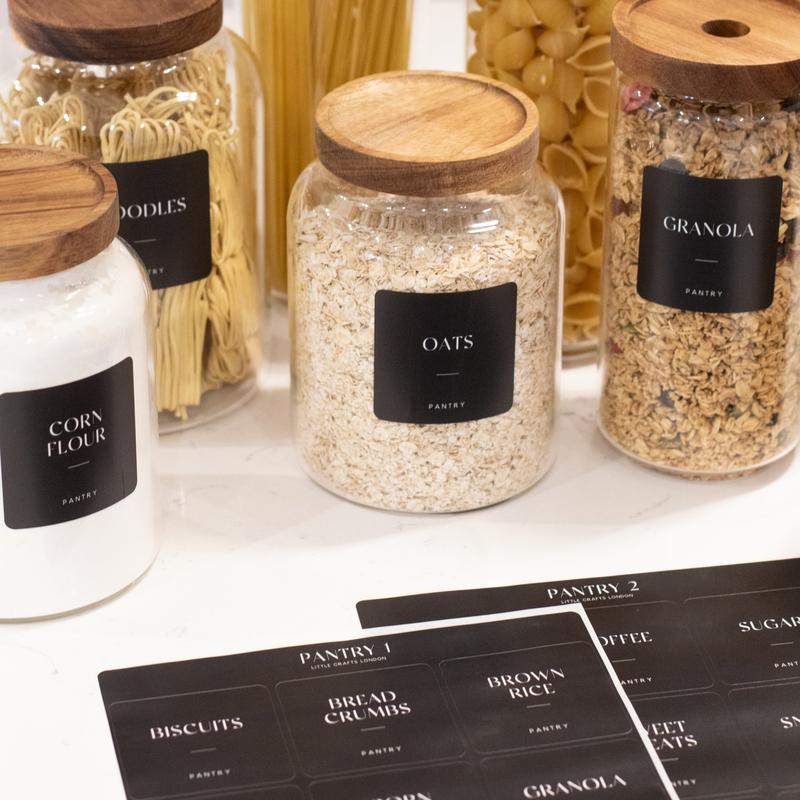 Black Waterproof Pantry Labels 6 CM x 6 CM (24 Labels) 2
