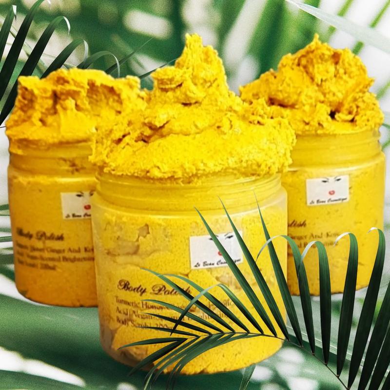Turmeric Ginger And Kojic Body Polish|Vegan-Scented Honey Ginger Tumeric And Kojic Body Scrub| 250ml Body Care Essence Skincare Gentle Nourishing Olive Skin Repair Cosmetic Cleansing Cleanser Sugar 0