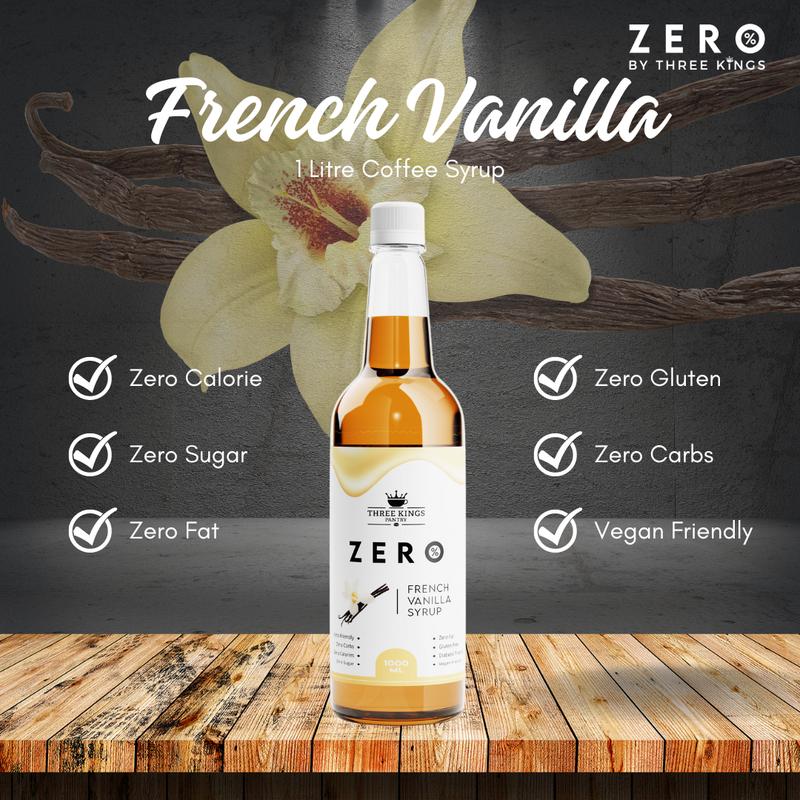 Three Kings Pantry – Zero Calorie – 1 Litre Bottle French Vanilla Syrup Sugar Free Bottle 0
