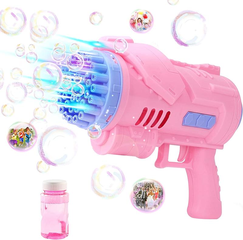 BM-2P and BM-2B 40 Holes Bubble Machine  Pink Bubble with Lights/Bubble Solution for Adults Kids Summer Toy Gift for Outdoor Indoor Birthday Party 2