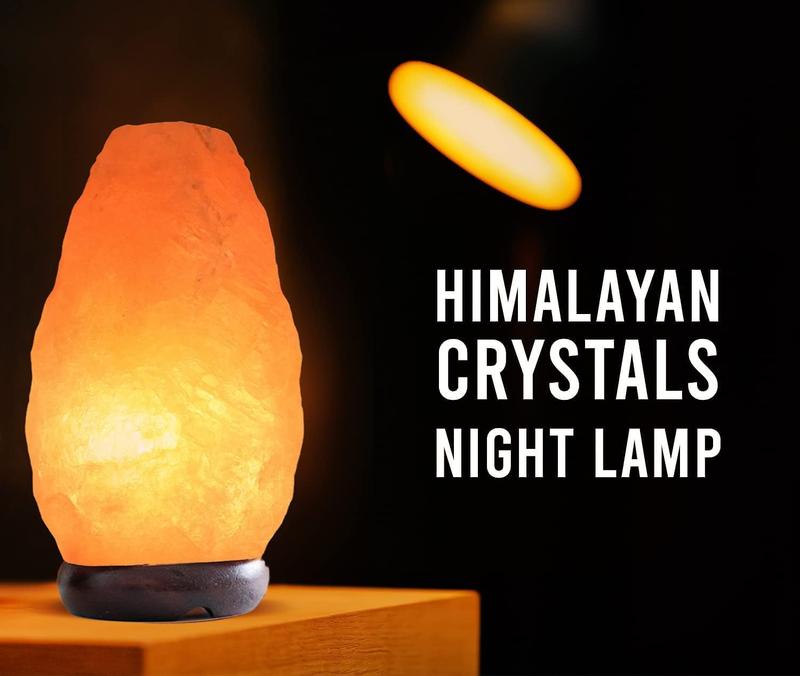 Straame Lighting - 100% Real Himalayan Crystal Rock Salt Lamp - Direct from Foothills of The Himalayas - Wooden Base Calming Atmosphere Night Lamp - Handcrafted Design - Great as a Gifts 1