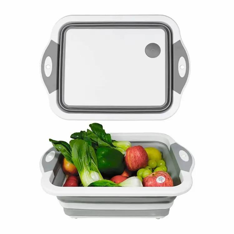 3in1 Collapsible basin         cutting board, drain basin, Space Saver,Ideal for Caravan Camper, Kitchen Basket Plastic Fruit Silicone Utensils Bpa Meat 9