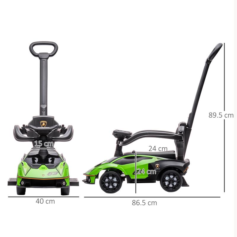 HOMCOM AIYAPLAY Licensed 2 in 1 Baby Ride on Push Car Toddler Push Along Car with Parent Handle Sliding Car with Horn Steering Wheel NO POWER for 1 - 3 Years, Green 2