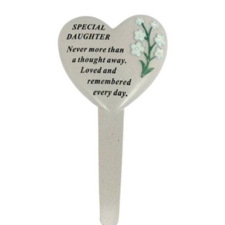 Options - Forget me not memorial heart stake with sparkle detail 6