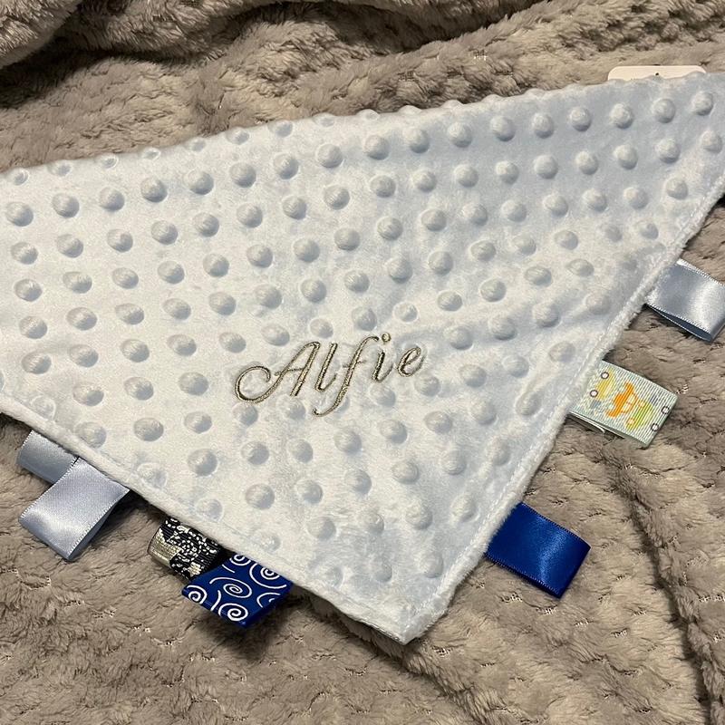 Personalised taggie blanket 3