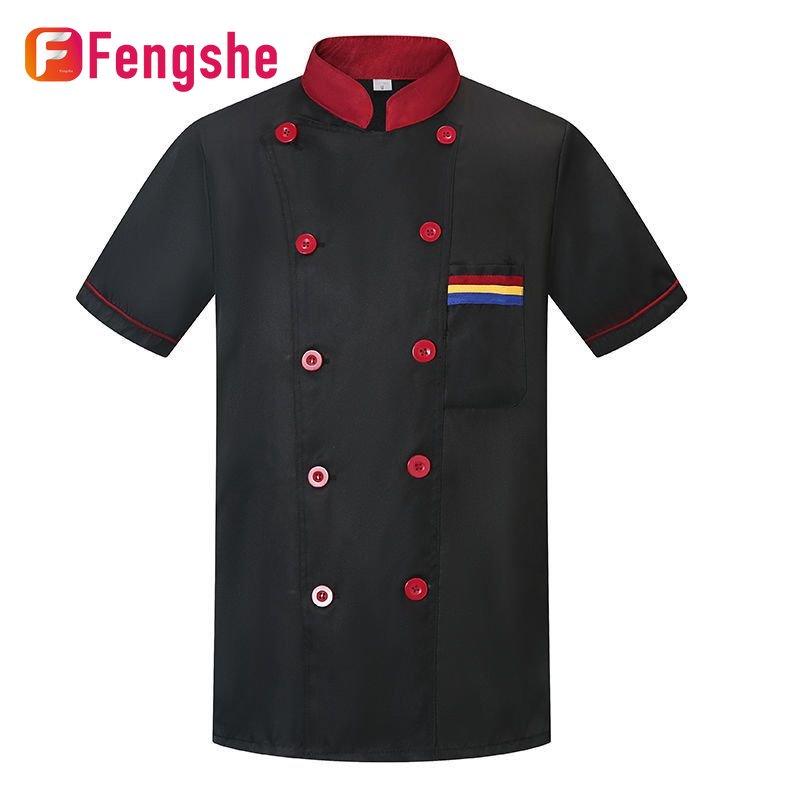 Đồng Phục Đầu Bếp Fengshe, ngắn Tay, Dành Cho Nam Và Nữ, Quần Yếm Đầu Bếp, Thích Hợp Cho Khách Sạn Và Quán Cà Phê, Đồng Phục Đầu Bếp Bánh Ngọt Và Đầu Bếp, Nhanh Khô Và Thoáng Khí, Bảo Hộ Lao Động 6
