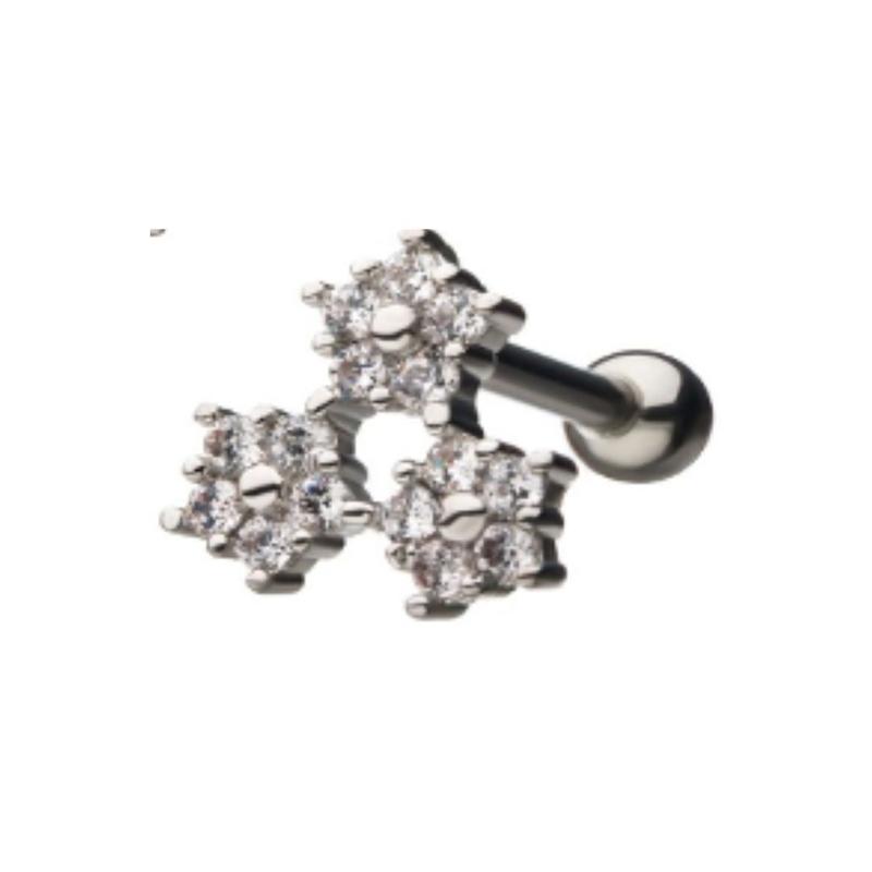 VARIOUS DESIGNS - Barbell Cartilage / Tragus Piercing / Helix | 316L Surgical Steel - Clear Crystal | 16 Gauge (1.2mm) or 18 Gauge (1.0mm) Thickness, 6 / 8mm bar length, 3mm ball diameter. 3