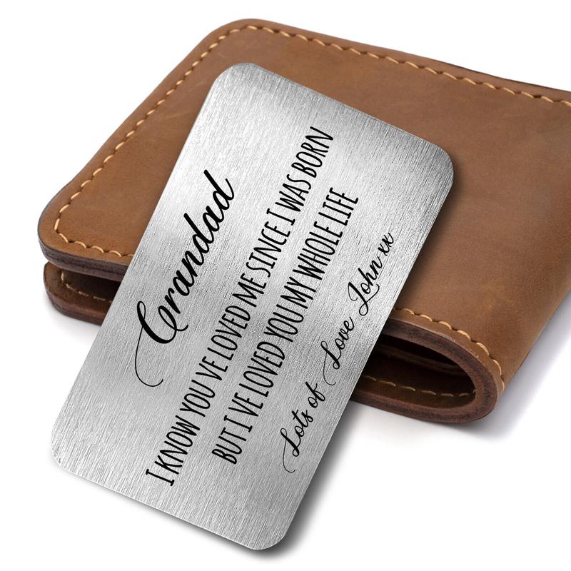 Personalised Grandad Loved You Whole Life Metal Card Keepsake Wallet Insert Gift Fathers Day 0