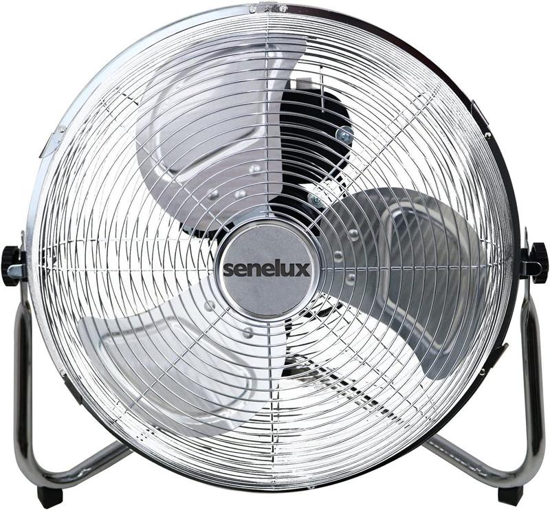 Senelux Floor Fan - Chrome Gym Fan - Electric Portable Cooling Fan for Home/Gym/Office Use - 3 Speed Settings with Tilting Feature - High Velocity Cold Air Circulator 5