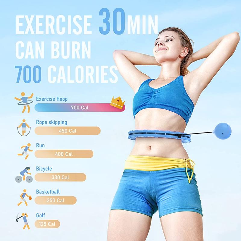 UK Seller - Smart Weighted Fit Hoop Plus Size for Adults Weight Loss, Hula Circle-2 in 1 Infinity Fitness Hoop, 28 Links Detachable & Size Adjustable, with Ball Auto Rotate 360 Degree for Women 6