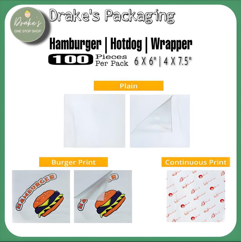 [100pcs] Burger Wrapper & Hotdog Wrapper { Plain and Printed - TikTok ...