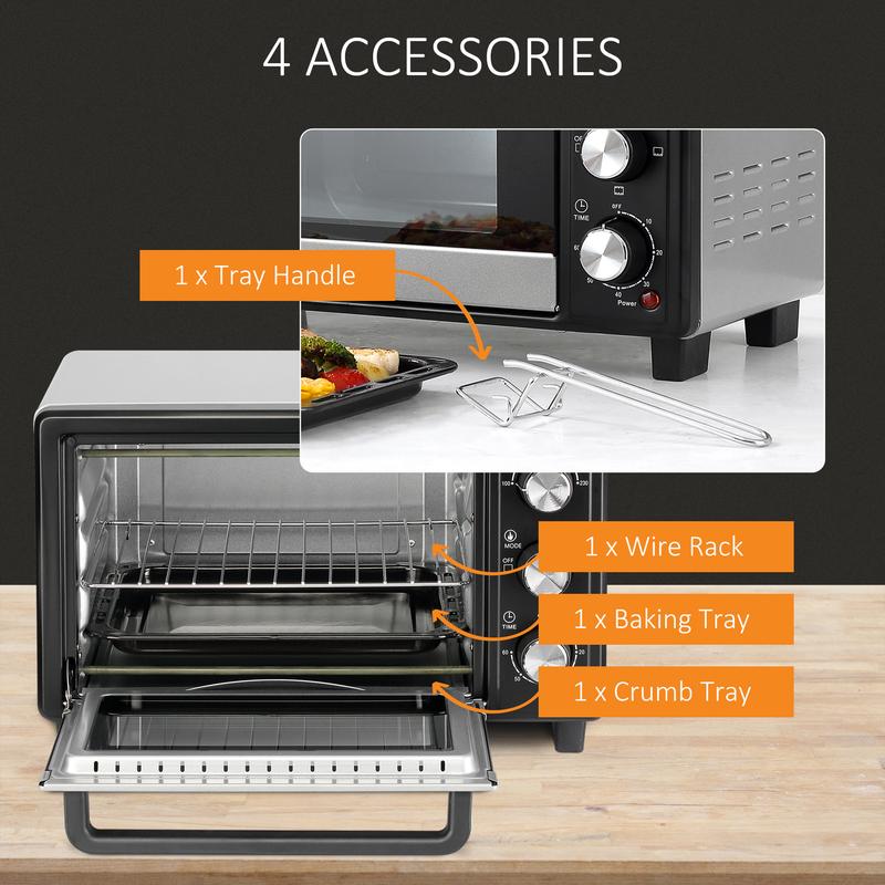 Mini Oven 16L Countertop Electric Grill w/ Adjustable Temperature Timer 1400W 5