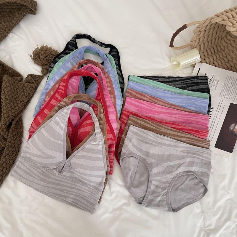 Speedu Women's #1905 Halter Neck Backless Bra and Brief Set Terno Mid waist Panty Underwear Wireless Fabric Nylon Spandex Womenswear Medium Lady 0