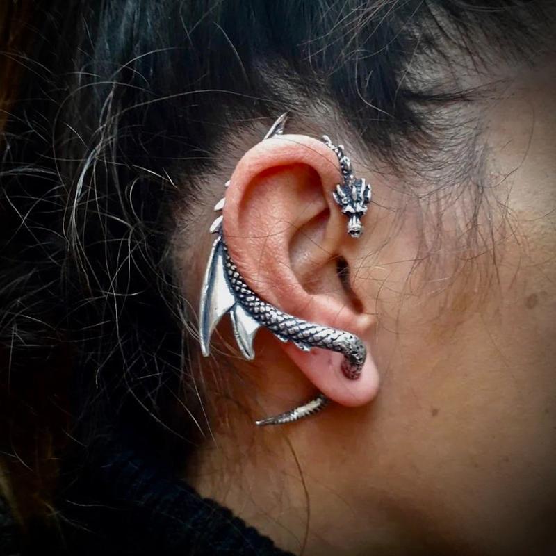 Fashion Flying Dragon Earrings Ear Clips Popular Punk Style For Girl Women Perfect Her Christmas gift 0
