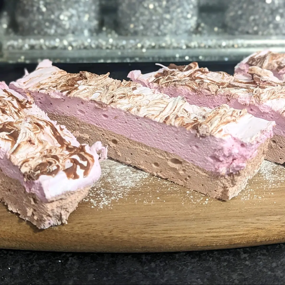 Turkish delight gourmet marshmallows with milk chocolate drizzle