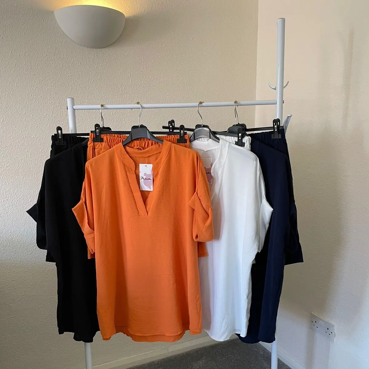 V-neck top and short set One size 8-16/18 Plain Womenswear Suits
