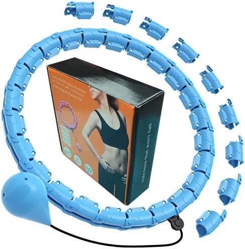 UK Seller - Smart Weighted Fit Hoop Plus Size for Adults Weight Loss, Hula Circle-2 in 1 Infinity Fitness Hoop, 28 Links Detachable & Size Adjustable, with Ball Auto Rotate 360 Degree for Women 4