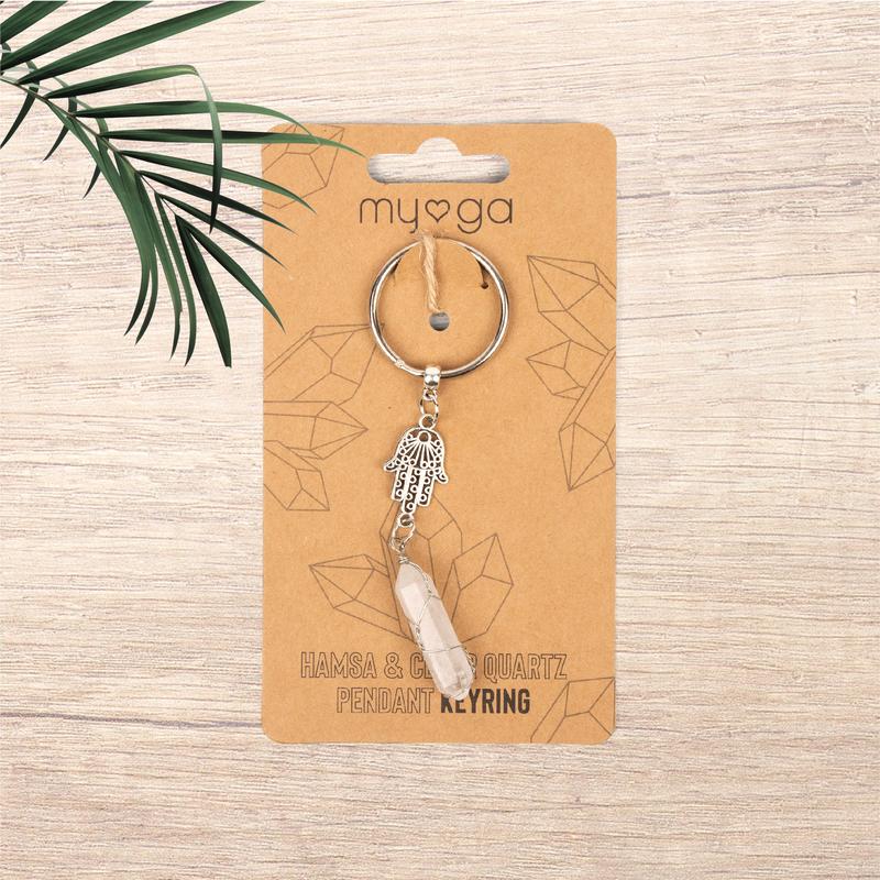 Myga Crystal Keyrings - Handmade Spiritual Keychain with Natural Crystal for Men & Women - Choice of Design 4