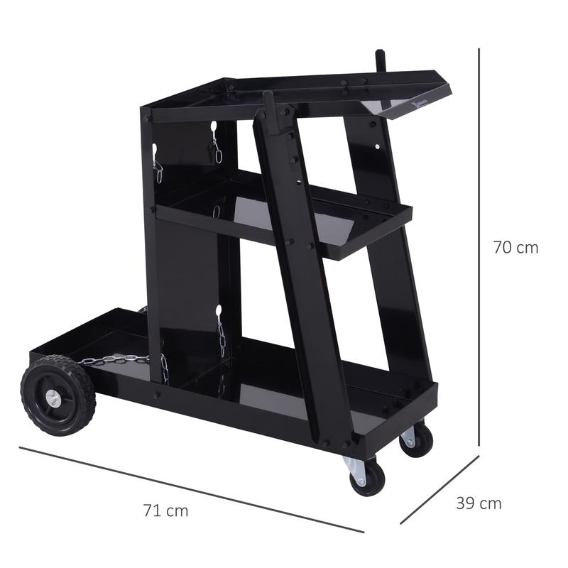 DURHAND Welding Cart Welder Trolley Garage for Gas Bottles w/ Safety Chain, Wheels, Black 2
