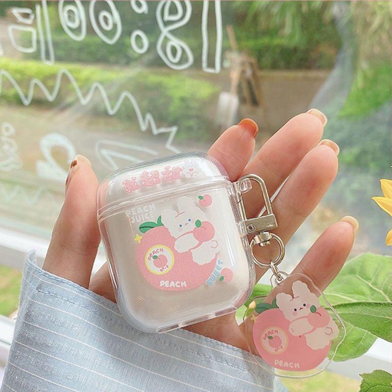 Product Introduction of Cute Fresh Flower Earphone Case For AirPods 1 2 Pro Case Transparent TPU Air pods 3 Bluetooth Earphone Charging Box With Keyring 7