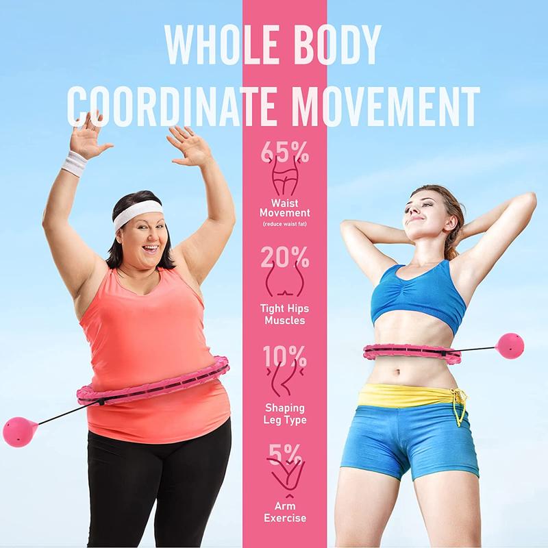 UK Seller - Smart Weighted Fit Hoop Plus Size for Adults Weight Loss, Hula Circle-2 in 1 Infinity Fitness Hoop, 28 Links Detachable & Size Adjustable, with Ball Auto Rotate 360 Degree for Women 8