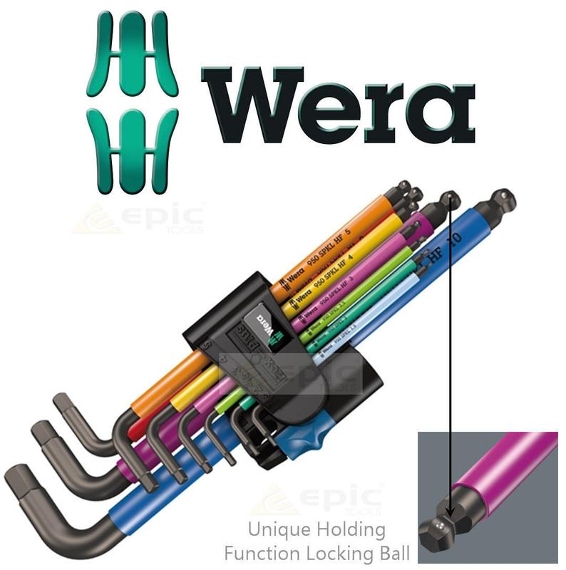Wera HOLD FUNCTION Hex-Plus 9 Pce Multi Colour Ball-End Hex Allen Key Set 022210 3