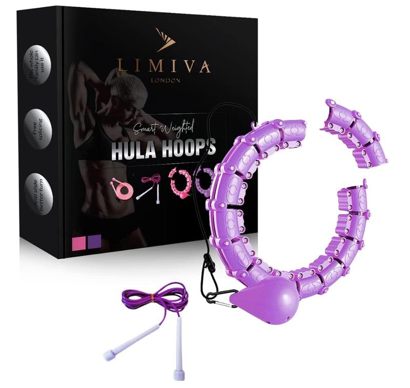 UK Seller - Smart Weighted Fit Hoop Plus Size for Adults Weight Loss, Hula Circle-2 in 1 Infinity Fitness Hoop, 28 Links Detachable & Size Adjustable, with Ball Auto Rotate 360 Degree for Women 1