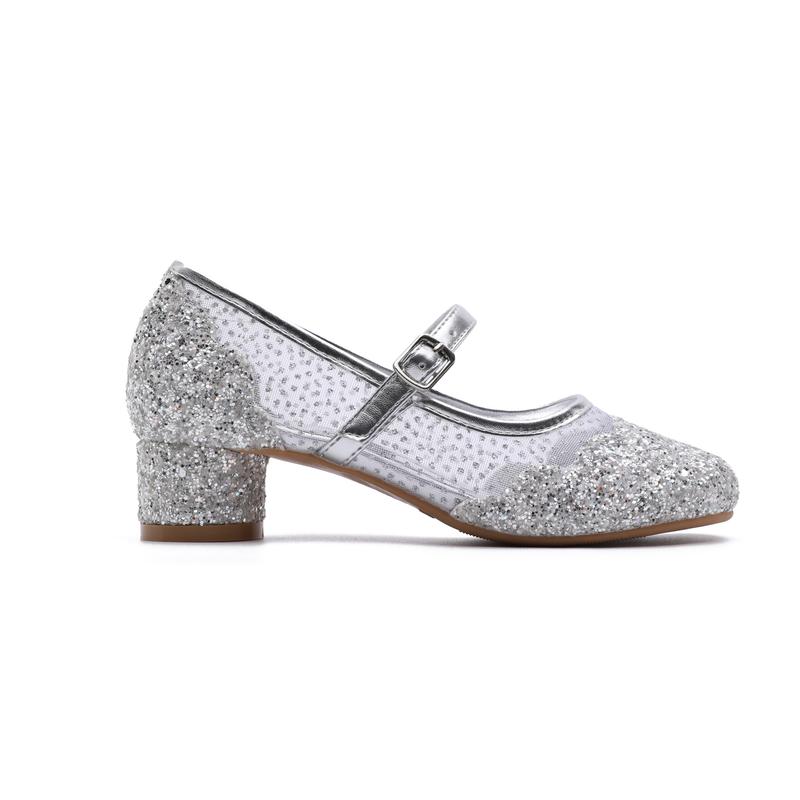 Girl Snow Queen 3cm Heeled Sparkle & Crystals Princess Fancy Dress Up Shoes - for Parties & Birthdays, Cosplay - Kids High Heels​​ - SH2204-SIL 4