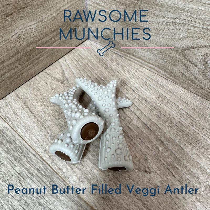 Rawsome Munchies Peanut Butter Filled Antlers Dog Treat 0