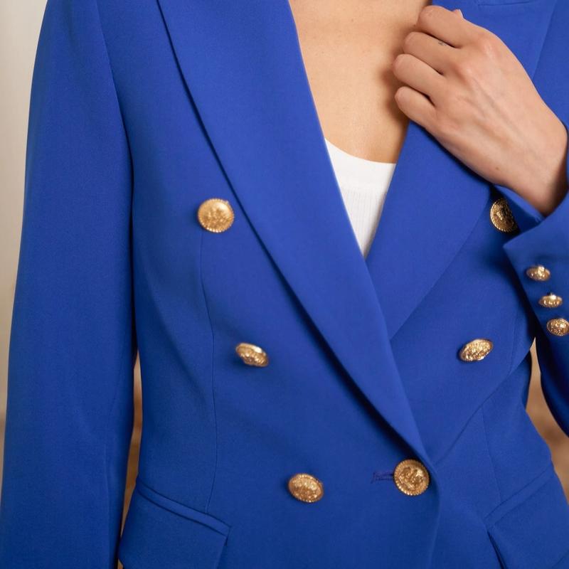Victoria Gold Button Double Breasted Tailored Blazer 6