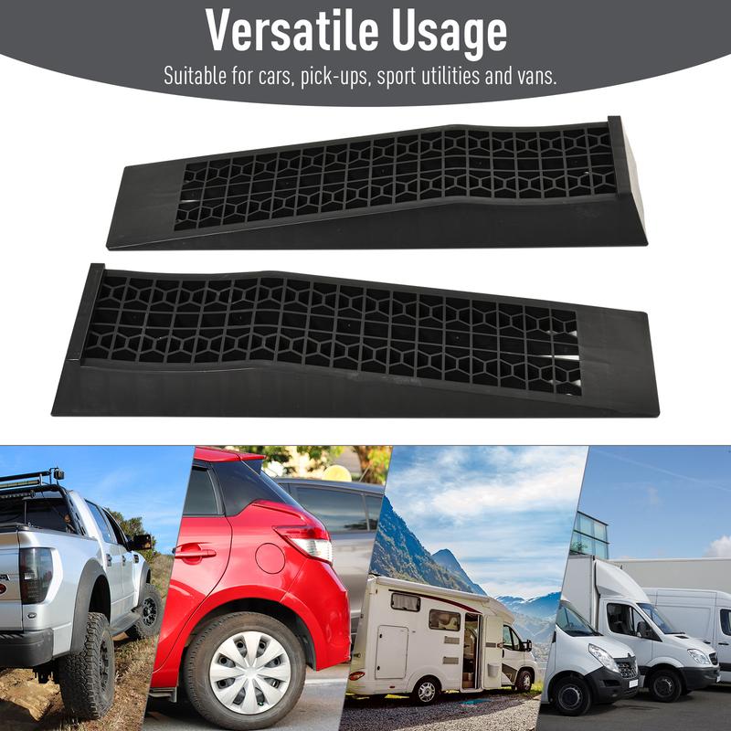 HOMCOM Pair of 2 Low Entrance Plastic Curb Ramps Anti-Slip Surface 3 Ton Capacity Garage Workshop Cars SUVs Small Vans 5