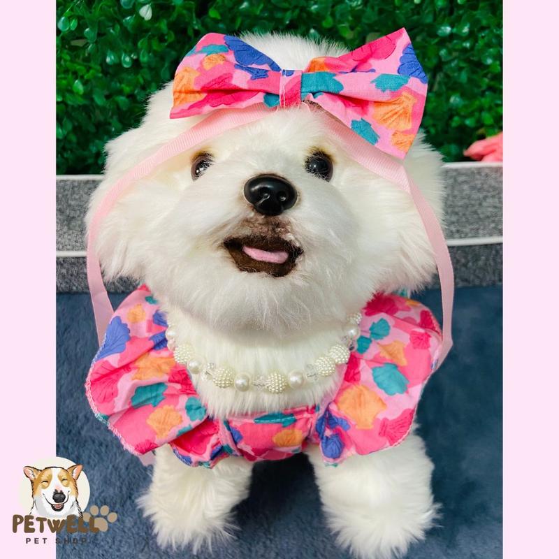 Product Introduction of Pet Dress Floral Pattern Pleated Hemming Windproof Pet Vest Puppy Flying Sleeve Clothes for Spring 33