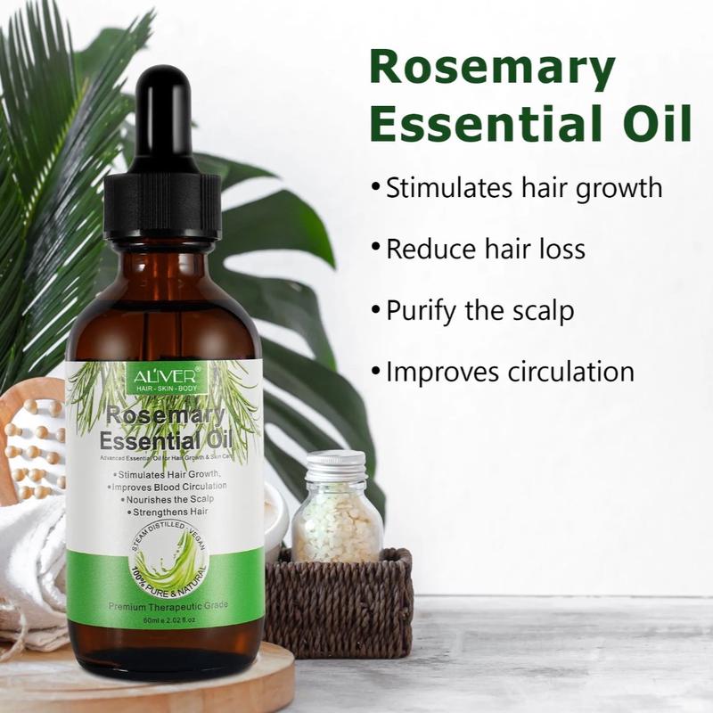 ALiver Rosemary Essential Oil Stimulates Hair Growth Skin Care Treatment - Natural Haircare Rosemary Oil Hydrate Moisturize Gentle Flawless Comfort Coconut 3