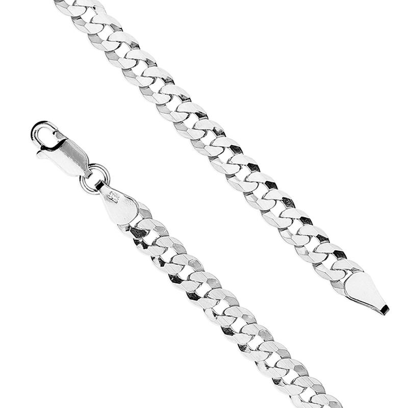 Sterling Silver Mens Chunky Flat Curb  Bracelet - 11mm - 8" 21cm or 9" 23cm 1