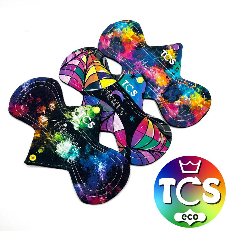 TCS Eco 10" Reusable Heavy Night Period Pads Pack of 3 Waterproof Organic Comfort Pad with Zorb 3D Core Material for Rapid Absorbency 2
