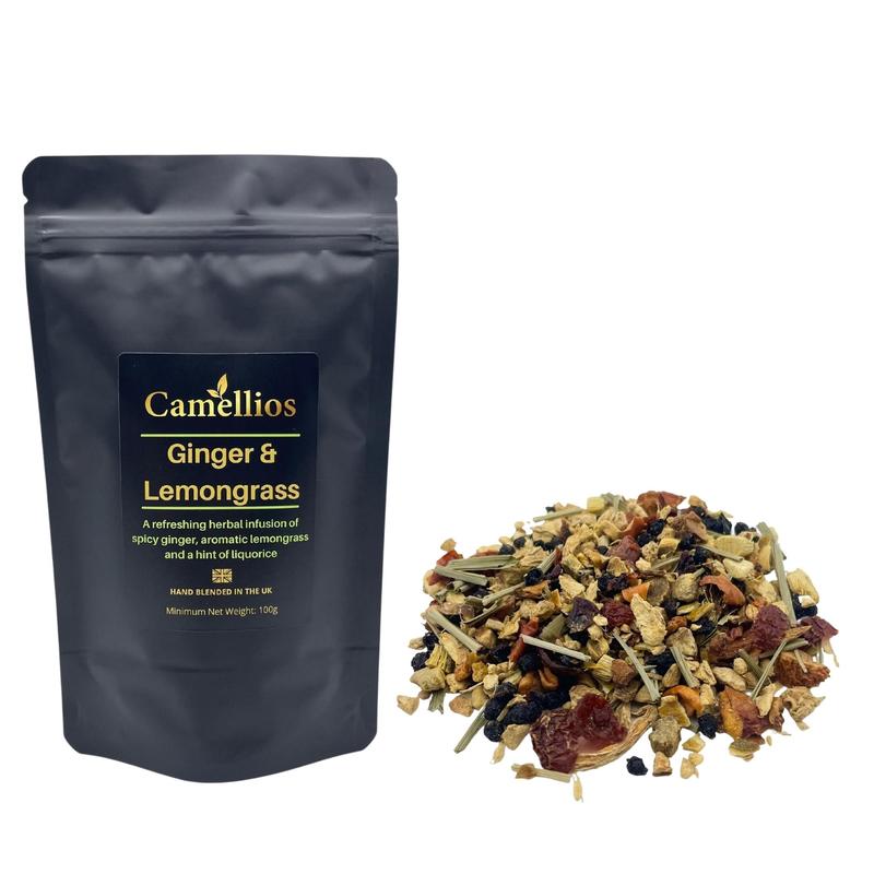Ginger and Lemongrass Tea, Herbal Loose Leaf Tea, Camellios 0