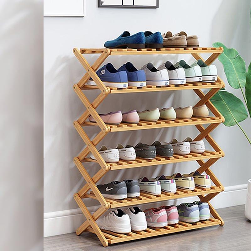 Shoe Rack 6 Layer Solid Wood Organizer Wooden Storage Shelve - TikTok ...