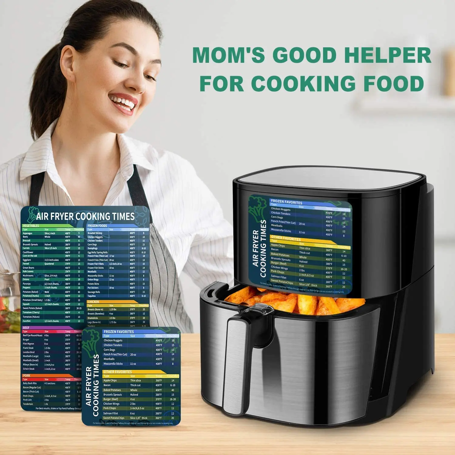 Air Fryer Magnetic Sticker Air Fryer Time Sticker Refrigerator Sticker Air Fryer Schedule Air Fryer Operation Guide Whosale