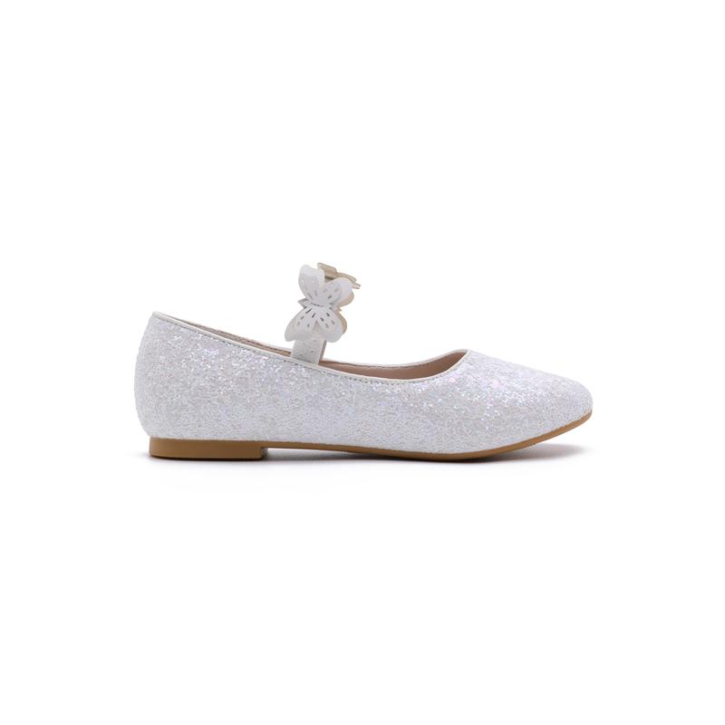 Girl Snow Queen Flat Sparkle Princess Fancy Dress Up Shoes - for Parties & Birthdays, Cosplay - SH2209-WHT 4