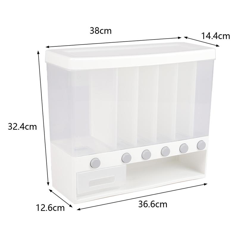 Livingandhome Wall Mounted Cereal Dispenser with Measuring Cup - Kitchen Storage for 6 Grains 5